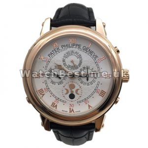 Automatic Movements 44MM Patek Philippe Complicated Replica Watches With Rose Gold Steel Cases