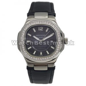 Luxury Diamond Bezels Swiss Patek Philippe Nautilus Fake Watches With White Gold Cases