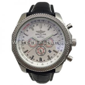 High-quality Black Crocodile Straps Breitling Bentley Copy Watches With White Dials