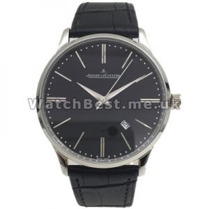 Elegant 42MM Steel Cases Jaeger-LeCoultre MASTER ULTRA THIN Copy Watches With Black Dials