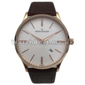 Popular Rose Gold Hands And Indexes Jaeger-LeCoultre MASTER ULTRA THIN Fake Watches With White Dials