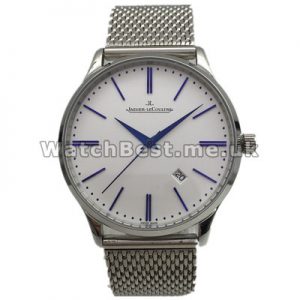 Fashionable Blue Hands Jaeger-LeCoultre MASTER ULTRA THIN Fake Watches With White Dials