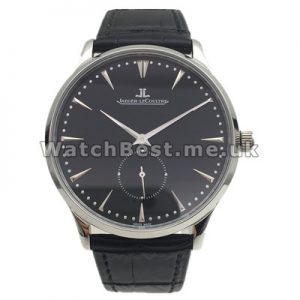 Classic UK Black Straps And Black Dials Jaeger-LeCoultre MASTER ULTRA THIN Fake Watches For Men