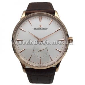 Quartz Movements 42MM Jaeger-LeCoultre MASTER ULTRA THIN Fake Watches With White Dials