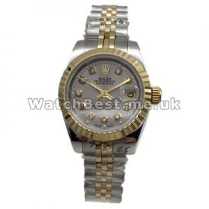 Pretty Steel  Yellow Gold Cases Rolex Lady Oyster Perpetual Copy Watches With Grey Dials Online