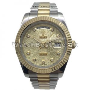 Valuable Gold Dials 41MM Rolex Day-Date II Fake Watches With Diamond Hour Markers UK