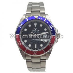 Popular Blue And Red Bezels Rolex Submariner Replica Watches UK With Black Dials