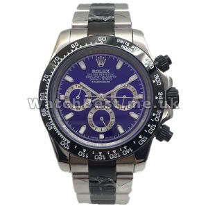 Attractive Blue Dials Rolex Daytona Fake Watches With Black Bezels For Men
