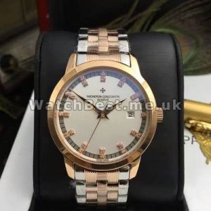 Charming Rose Gold  Steel Cases Automatic Vacheron Constantin Patrimony Copy Watches With White Dials