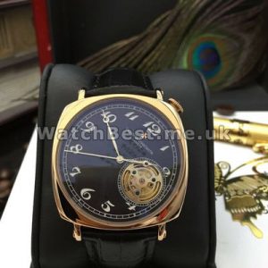 Luxury Rose Gold Steel Cases Vacheron Constantin Patrimony Copy Watches With Black Dials