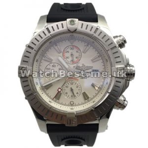 Smooth Black Straps 49MM Breitling Avenger Replica Watches With White Dials And Steel Cases