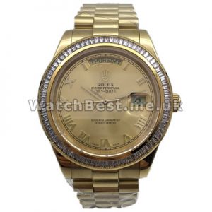 Valuable Gold Dials 41MM Rolex Day-Date II Replica Watches With Yellow Gold Cases For Men