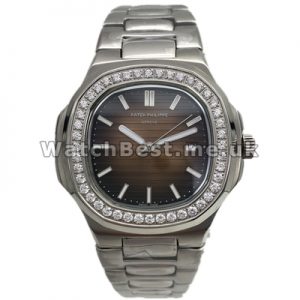 Pretty Steel Bracelets Swiss Patek Philippe Nautilus Fake Watches For Men With Coffee Dials