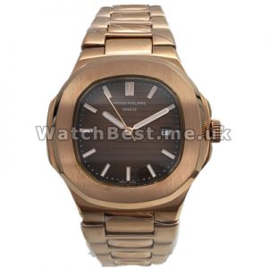 Mature Rose Gold Steel Bracelets And Coffee Dials Patek Philippe Nautilus Replica Watches For Men