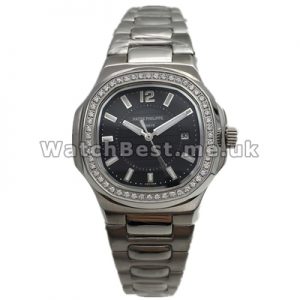 Popular Female Black Dials And Steel Auger Cases Patek Philippe Nautilus Replica Watches