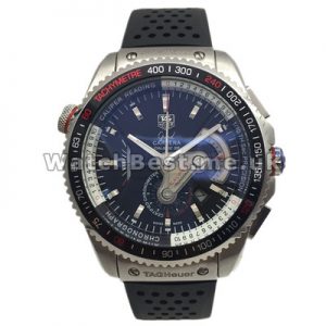 Special Quartz Male Tag Heuer Grand Carrera Fake Watches With Black Dials And Steel Cases