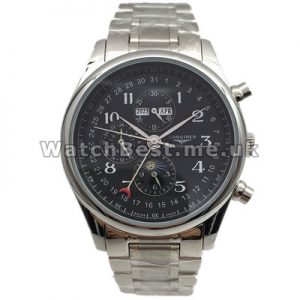 Functional Male Arabic Numerals And Black Dials Longines Tabulation Series Copy Watches With Steel Cases