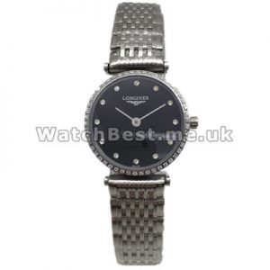 Delicate Black Dials 24MM Longines Elegant Series Replica Watches For Women With Steel Bracelets
