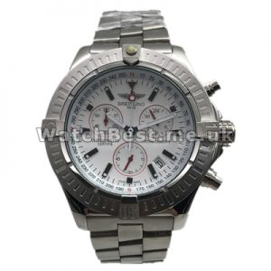 Fashionable 48.4MM White Dials Breitling Super Avenger Copy Watches With Steel Bracelets Sale