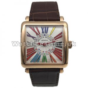 Colorful Roman Numerals Franck Muller Master Square Fake Watches With Rose Gold Steel Cases Sale