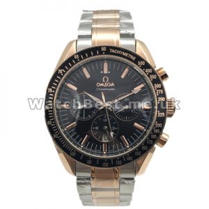 Popular Swiss Black Dials Omega Seamaster 1957 Replica Watches With Rose Gold  Steel Bracelets