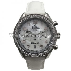 Precious Steel Cases Swiss Omega Seamaster Copy Watches With White Crocodile Straps