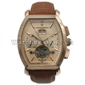 Valuable Jin Ding Rose Dials Patek Philippe Complicated Fake Watches With Brown Crocodile Straps
