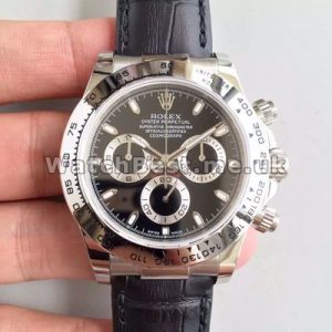 Valuable White Gold Cases Rolex Daytona 7750 Fake Watches With Black Crocodile Straps