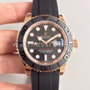 Elegant Black Dials Rolex Yacht-Master Replica Watches With Rose Gold  Steel Cases