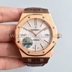 Brown Crocodile Straps Cheap Audemars Piguet Royal Oak Replica Watches With Rose Gold Steel Cases