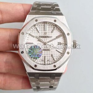 Clear White Dials Audemars Piguet Royal Oak Replica Watches With Steel Bracelets