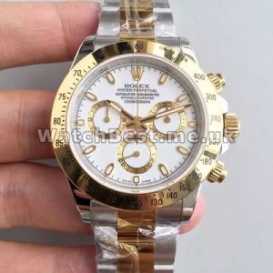Unique Male 40MM Rolex Daytona 7750 Fake Watches With White Dials And Gold Hands Online