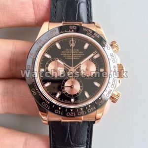 Sturdy Black Ceramic Bezels And Black Crocodile Straps Rolex Daytona 7750 Copy Watches For Men