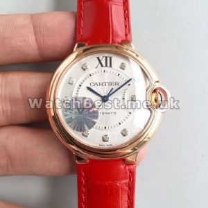 Brilliant Red Crocodile Straps And Swiss Automatic Movements Ballon Bleu De Cartier Copy Watches Online