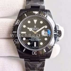 Cool Solid Black Steel Cases And Black Dials Rolex Submariner Copy Watches For Men