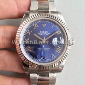 Appealing 41MM Blue Dials Rolex Datejust II Fake Watches Male With Silver Roman Numerals Online