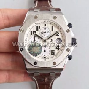 Male Brown Crocodile Straps Audemars Piguet Royal Oak Offshore Replica Watches Online With White Dials