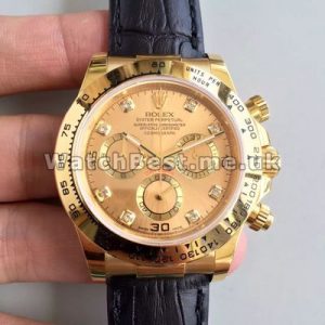 Charming Diamond Indexes And Gold Steel Cases Rolex Daytona Copy Watches For Men