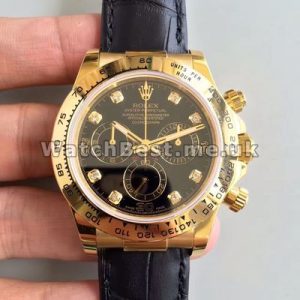 Eye-catching Diamond Indexes Male Rolex Daytona Copy Watches With 40MM Gold Steel Cases