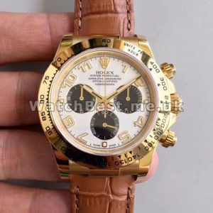 Graceful Brown Crocodile Straps Male Rolex Daytona Fake Watches Sale With Gold Steel Cases