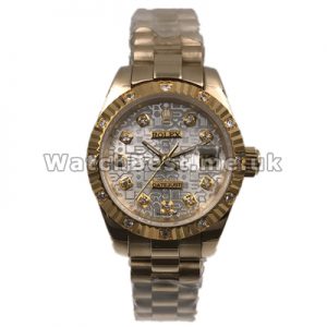 Glorious Diamond Indexes And White Dials Female Rolex Oyster Perpetual Replica Watches