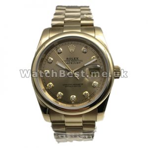 Precious 36MM Gold Dials Swiss Rolex Datejust Copy Watches With Gold Steel Bracelets For Men
