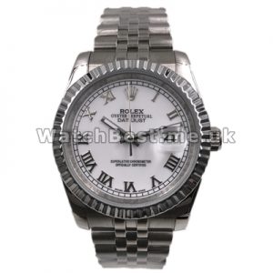 Popular Silver Roman Numerals Rolex Datejust Copy Watches For Men With Steel Cases And White Dials