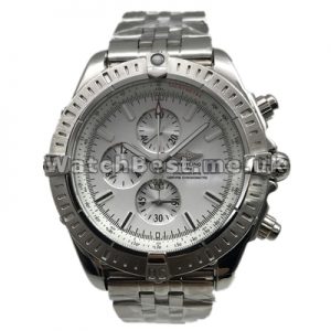 Pure White Dials Breitling Chronomat Copy Watches For Men Online With Steel Bracelets