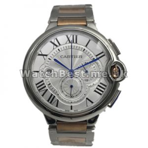Functional Swiss Quartz Movements Male Ballon Bleu De Cartier Replica Watches With Rose Gold  Steel Cases
