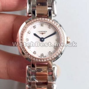 Brilliant Female Rose Gold  Steel Bracelets Longines Primaluna Replica Watches With Shiny Diamond Indexes