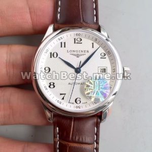 Practical 38.5MM Steel Cases And Brown Crocodile Straps Longines Master Collection Fake Watches For Men