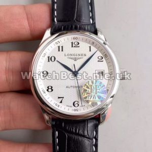 Male Elegant Black Crocodile Straps Longines Master Collection Copy Watches With White Dials Online