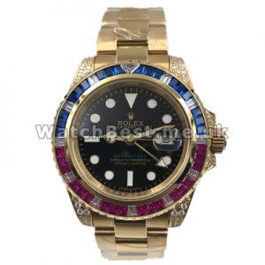 Top Male Swiss Automatic Movements Rolex GMT-Master II Fake Watches With Gold Steel Cases Set Auger