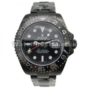 Cool Black Steel Cases And Bracelets Rolex GMT Master II Fake Watches For Men Online